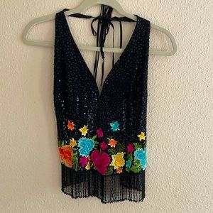 Escada Halter w. Embroidery & Sequin